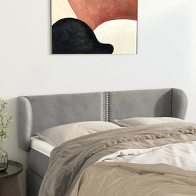 Testiera Ad Orecchio Grigio Chiaro 147x23x78/88 Cm İn Velluto /