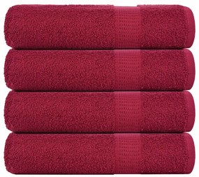 Asciugamani 4 Pz Bordò 50x100 Cm 360 G/m² 100% Cotone /
