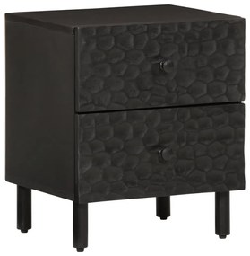 Comodino Nero 40x33x46 Cm İn Legno Massello Di Mango /