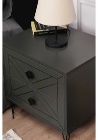 Comodino LUNA 55x50 cm antracite/nero