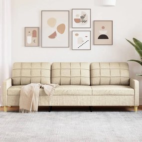 Divano A 3 Posti Crema 210 Cm İn Tessuto /