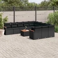 Set Divani da Giardino 12 pz con Cuscini Nero in Polyrattancod mxl 92300