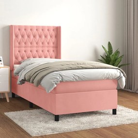 Giroletto A Molle Con Materasso Rosa 100x200 Cm İn Velluto /