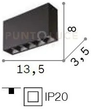 Lampada da soffitto 5 luci lika 12,5w 4000k surface wh