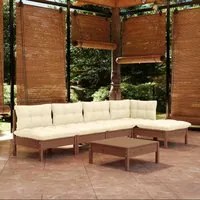 Set Divani da Giardino 6 pz con Cuscini Miele Legno di Pino 3096343