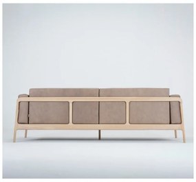 Divano in pelle di bufalo marrone chiaro con struttura in rovere massiccio , 240 cm Fawn - Gazzda