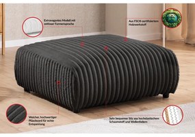 Poggiapiedi grigio scuro con rivestimento in velluto a coste Justin – Ropez