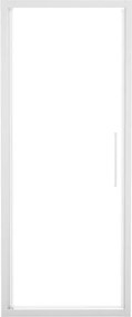 Porta doccia battente L 87-91 cm x H 195 cm per nicchia in vetro trasparente SP. 6 mm, profilo opaco bianco, serie Record