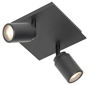 Faretto da bagno moderno nero quadrato 2 luci IP44 - Ducha