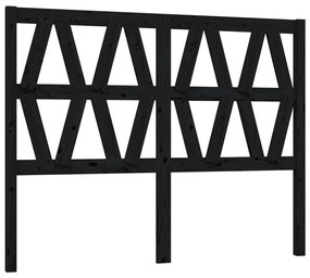 Testiera per letto nera 146x4x100 cm in legno massello di pino
