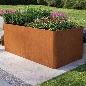 PRIMEYARD 200 x 107 x 80 cm Orto rialzato, acciaio corten, look ruggine, con base forata inclusa - (GFPV00823)