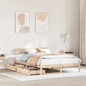 Letto Senza Materasso 140x200 Cm İn Legno Massello Di Pino /