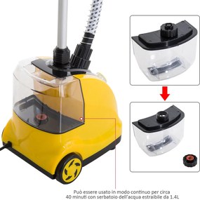 Stiratrice a Vapore Verticale Professionale 1.4L 1800W Giallo...