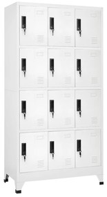 Armadietto Con Serratura Bianco 90x45x180 Cm İn Acciaio /