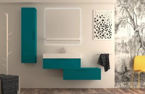 Mobile da bagno sospeso sotto lavabo L 90 x H 25 x P 44 cm blu laccato opaco, 1 cassetto BADEN HAUS Modula