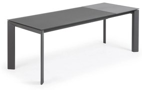 Kave Home - Tavolo allungabile Axis in vetro grigio e gambe in acciaio finitura grigio scuro 160 (220)