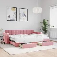 Divano Letto Estraibile con Cassetti Rosa 80x200 cm Velluto 3196973