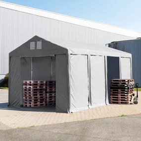 TOOLPORT 4x8m tenda capannone, altezza 3,0m porta a cerniera, PVC 850, grigio, con statica (sottofondo in cemento) - (94009)