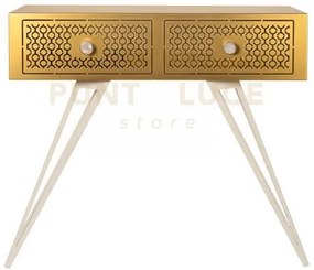 Consolle per ingresso mayfair grande oro trasparente e bianco marmo