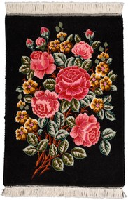 Tabriz Tappeto 70 x 50 Nero (Iran) Annodato A Mano