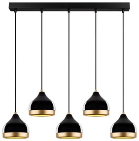 Lampadario con cavo YILDO 5xE27/40W/230V nero/oro