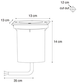 Faretto da terra per esterni nero quadrato orientabile IP65 - Delux