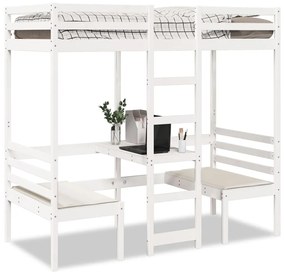 Giroletto Soppalco Con Scrivania E Sedie Bianco 75x190cm Pino /