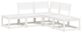 Set salotto da giardino 5 pz bianco in legno massello di pino