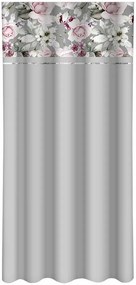 Tenda semplice grigio chiaro con stampa di peonie rosa Larghezza: 160 cm | Lunghezza: 250 cm