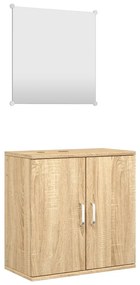 Set mobili da bagno 2 pz rovere in legno multistrato