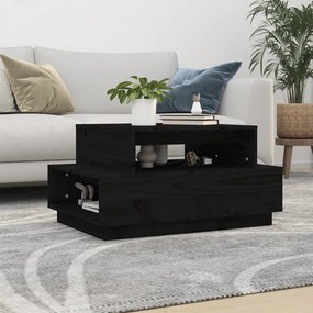 Tavolino Da Salotto Nero 80x55x40,5 Cm Legno Massello Di Pino /