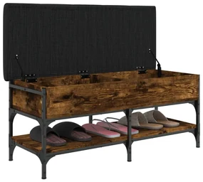 Panca porta scarpe rovere fumo 102x42x45 cm legno multistrato