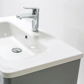 Mobile bagno sospeso 80 cm grigio lucido con specchio 70x90 Stillo