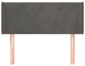 Testiera ad orecchio grigio scuro 83x16x78/88 cm in velluto
