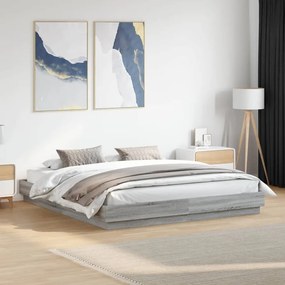 Giroletto con luci led grigio sonoma 180x200 cm