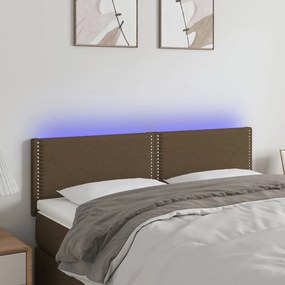 Testiera A Led Marrone Scuro 144x5x78/88 Cm İn Tessuto /
