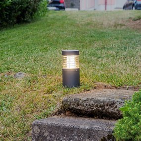 Lucande Lampioncino LED Lucius, 27 cm, antracite, IP54 Lucius, Nero, Alluminio, Moderno, Lampada LED da esterni