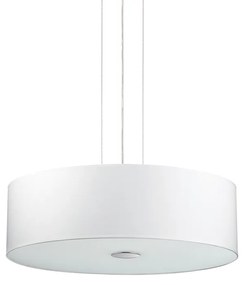 Sospensione Industrial-Minimal Woody Corda Bianco 4 Luci E27