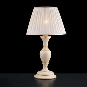 Lampada Da Tavolo Shabby Chic Fiorenza Legno Avorio Oro 1 Luce E27