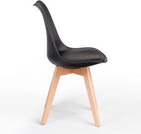 Sedia Nordica Nera Con Gambe In Legno E Cuscino Design Moderno