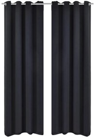 2 Pz Tende Oscuranti Con Occhielli İn Metallo 135x175 Cm Nere /