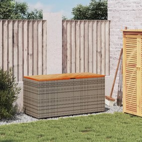 Contenitore giardino grigio 110x50x54cm polyrattan legno acacia