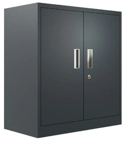 Armadio basso metallico in acciaio, grigio antracite L 82.2 x H 90 x P 43.4 cm, 2 ante, da interno