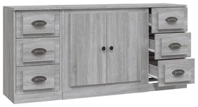 Credenze 3 pz Grigio Sonoma in Legno Multistrato