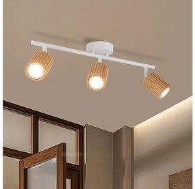 Brilagi - Faretto MODERN WOOD 3xGU10/8W/230V legno di hevea/bianco