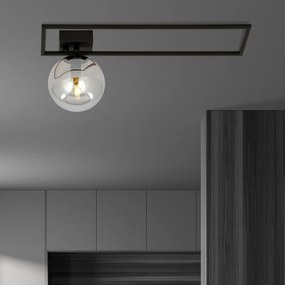 Plafoniera Moderna 1 Luce Imago 1130/1B In Acciaio Nero Vetro Fumè