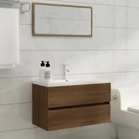 Mobile Bagno Lavabo Integrato Rovere Marrone Legno Multistrato 3120347