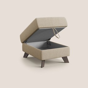 Moon Pouf contenitore e piedini alti in tessuto smacchiabile con acqua T05 beige