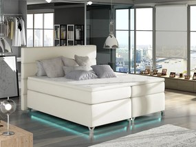 Letto matrimoniale boxspring Vasco de Gama - 180 x 200 cm , Ecopelle bianco panna