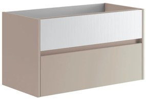 Mobile da bagno sotto lavabo Niwa beige laccato opaco L 89.5 x H 50 x P 45.5 cm 2 cassetti, lavabo non incluso